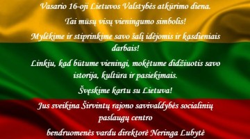 Vasario 16 d. – Lietuvos Valstybės atkūrimo diena